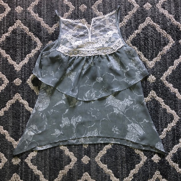 Kina Chiffon & Ecru Lace Layered Tank Top - Picture 1 of 5